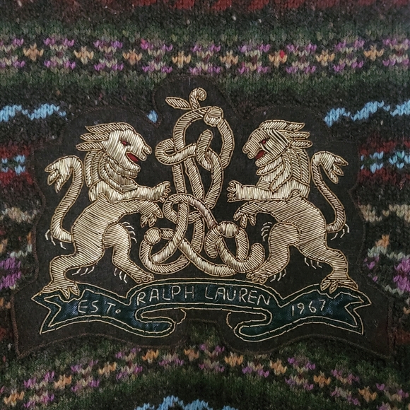 Ralph Lauren Purple Label Faire Isle Embroidered Sweater M - Picture 7 of 9